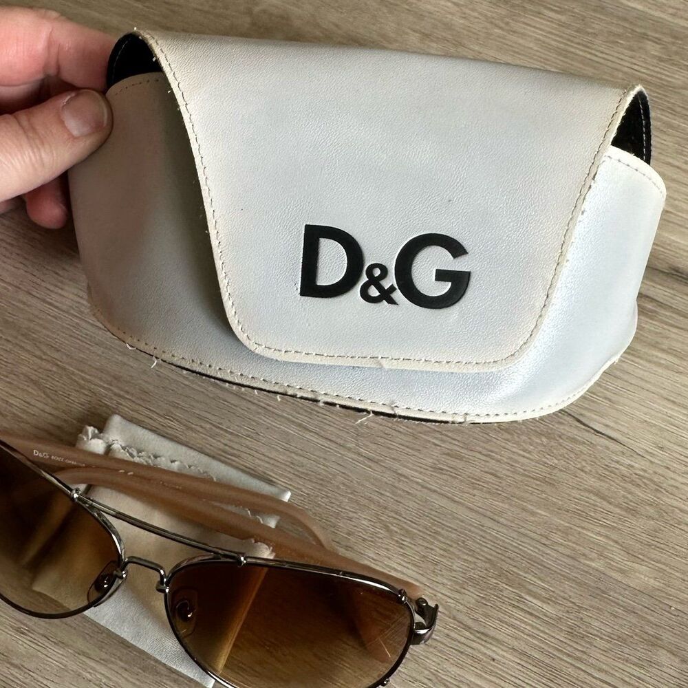 Dolce & Gabbana Sunglasses 6047 319/2L Aviator Metal Tan Brown Lens & Case - Picture 9 of 11